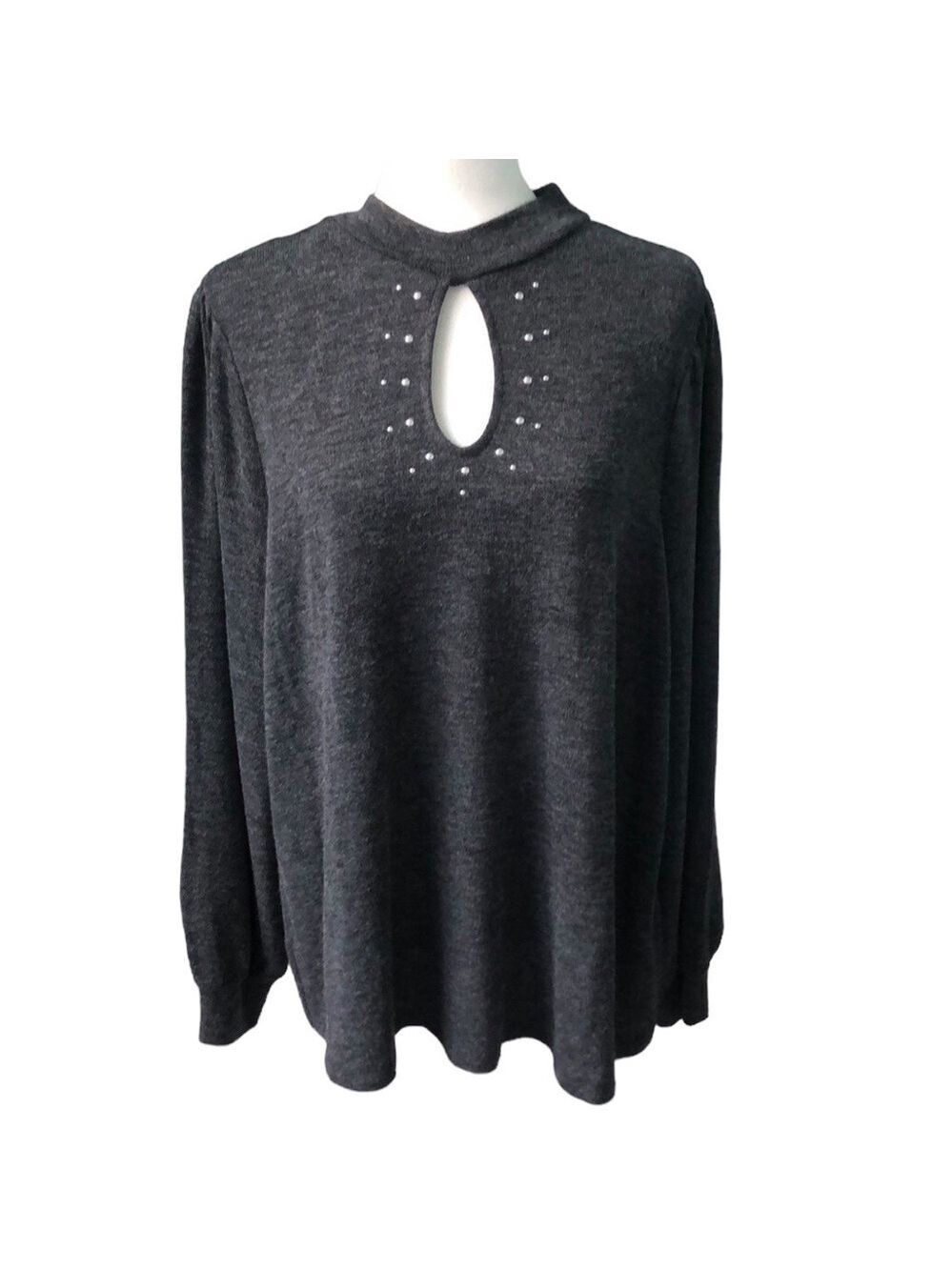 Adrienne Vittadini Grey Keyhole Sweater Size 2X NWT